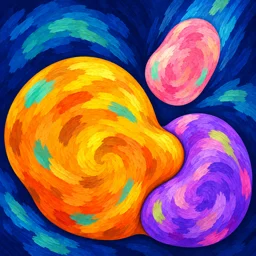 The Paintopia app icon: three swirling blobs of paint on a night sky